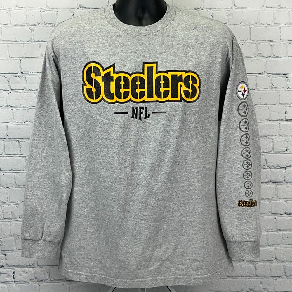 Pittsburgh Steelers T Shirt Unisex L Large Gray Long Sleeve NFL Team Apparel Tee